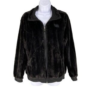 The North Face Womens M Black Osito Soft Fuzzy Full Zip Bomber Jacket Pockets